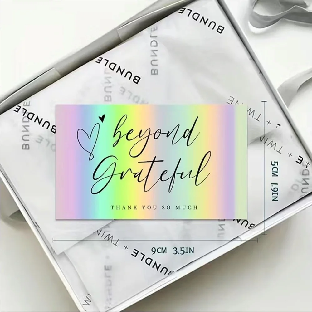 50 pcs. HOLOGRAPHIC THANK YOU Cards
